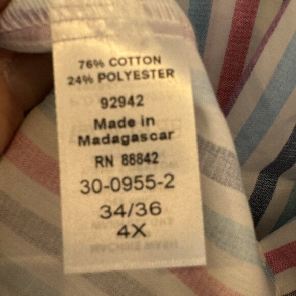 NWOT Woman Within 4xl Button Down Blouse White w/ Multi-Color Stripes Workwear - Picture 6 of 7